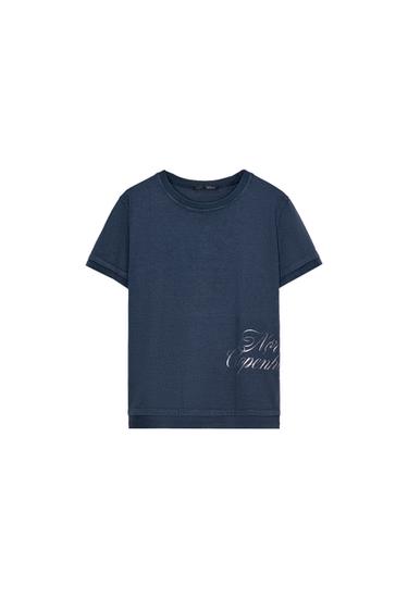 FOIL SLOGAN T-SHIRT - Blue by Zara