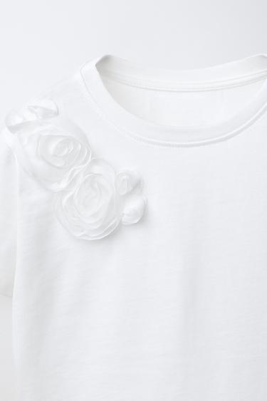 ORGANZA FLOWER T-SHIRT - White by Zara - Image 2