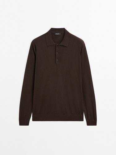 Zara Cotton blend knit polo sweater - Brown
