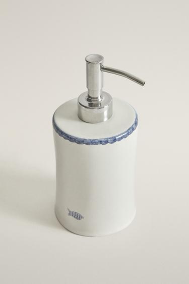 CERAMIC FISH SOAP DISPENSER — Blue/White 2