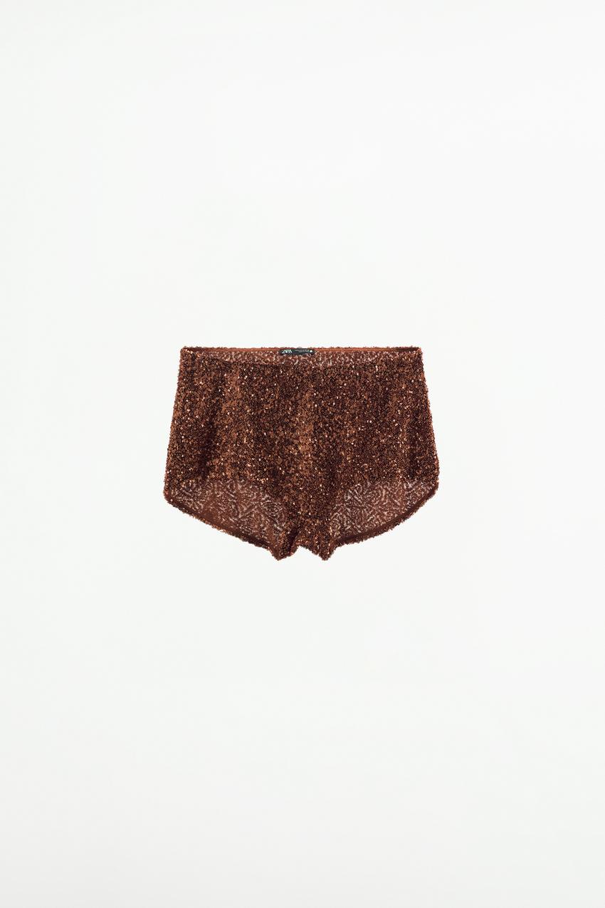 SEQUIN SHORTS - Soft gold