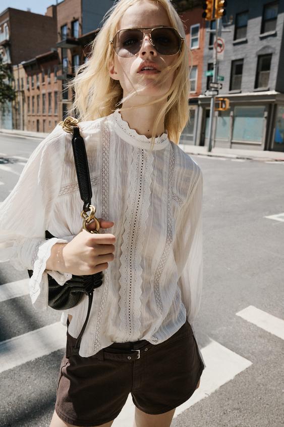 SHORTS DENIM HEBILLA - Marrón de Zara - Imagen 0