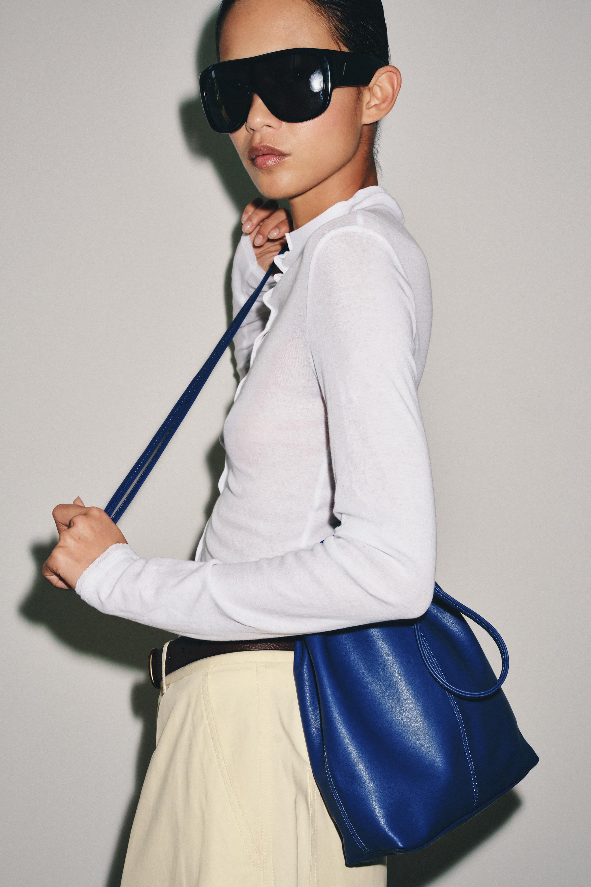 Женские сумки Zara LEATHER DRAWSTRING CROSSBODY — фото 2