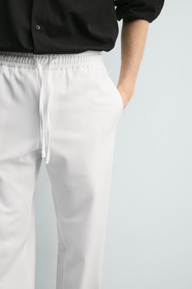 PANTALON JOGGER À TAILLE CONFORTABLE - Blanc de Zara - Image 5