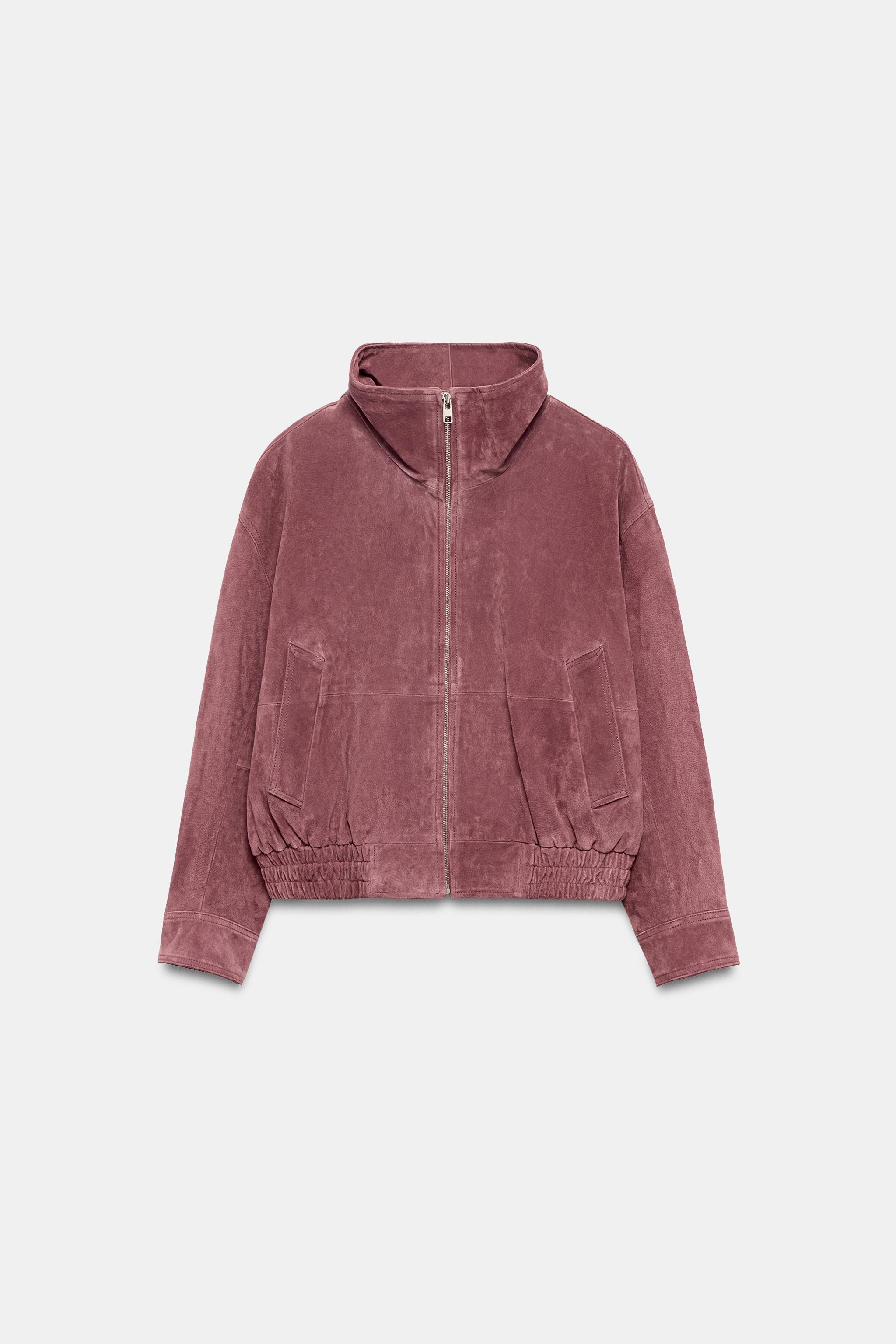 100% LEATHER HIGH NECK BOMBER JACKET