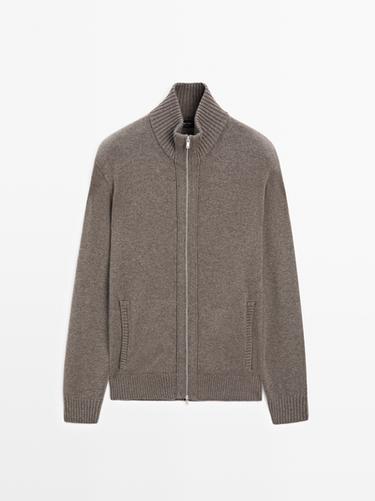 Zara Wool blend cardigan with zip detail - Hunter green