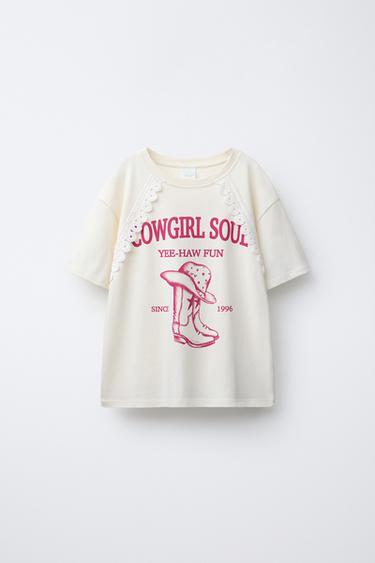 CAMISETA ESTAMPADA ENCAJE - Arena de Zara