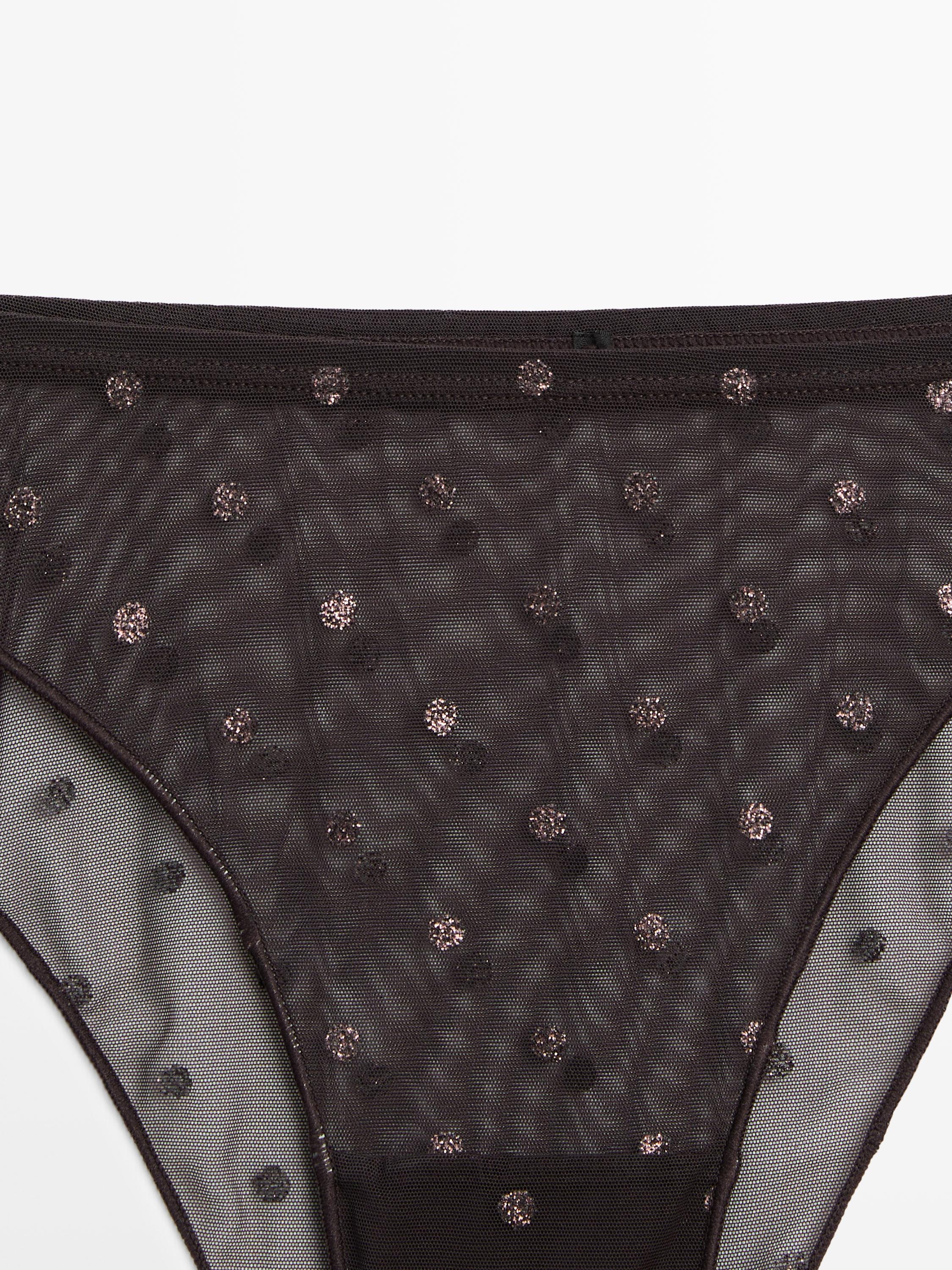 Semi-sheer polka dot briefs