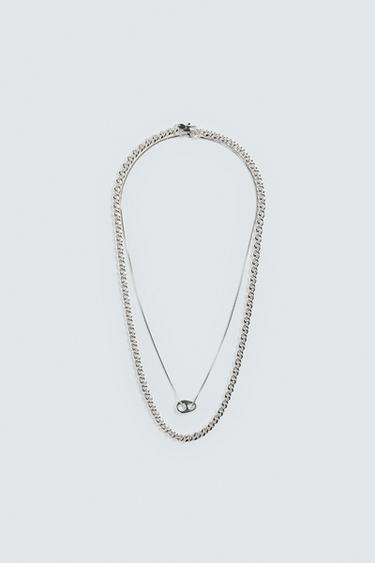 PACK OF 2 COMBINED NECKLACES - Silver by Zara
