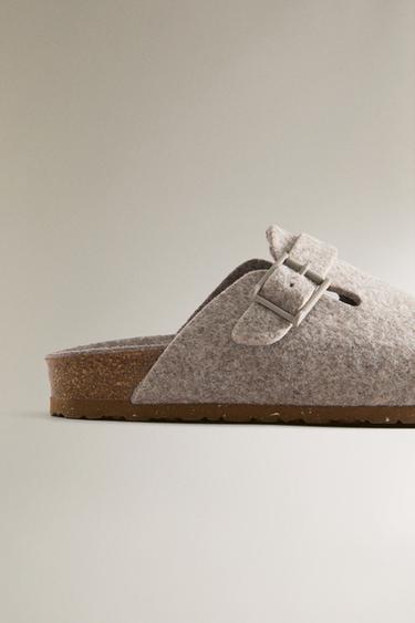 BUCKLED FELT MULE CLOG SLIPPERS - Brown by Zara - Image 4
