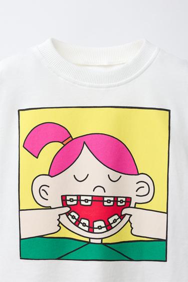 T-SHIRT IMPRIMÉ VISAGE - Blanc de Zara - Image 2