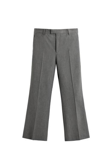 Zara LIMITED EDITION STRIPED FLARE SUIT PANTS - Gray