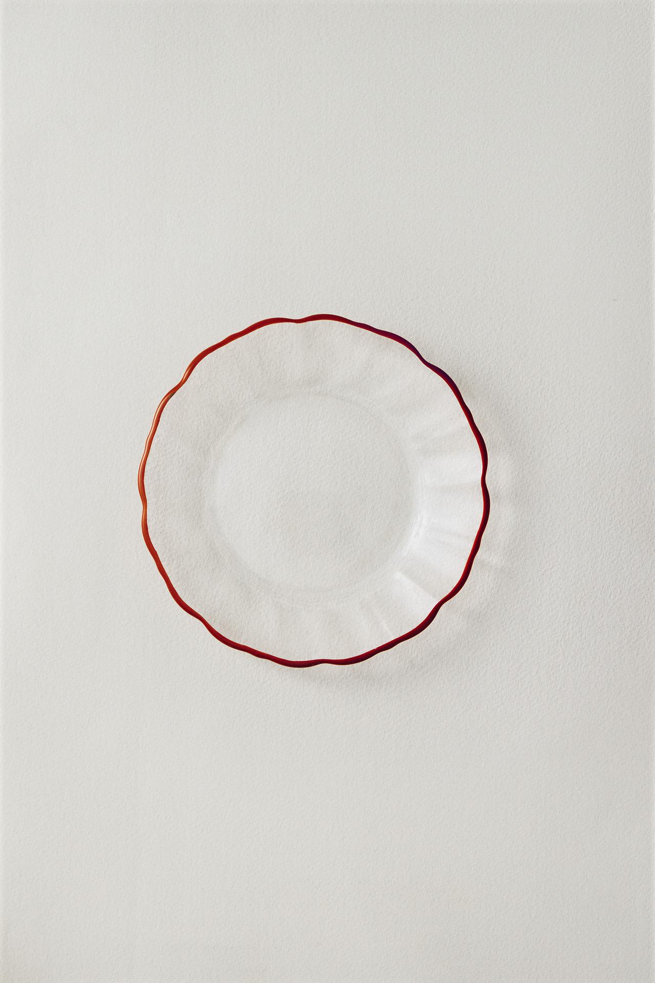 GLASS SIDE PLATE WITH RIM — Orange