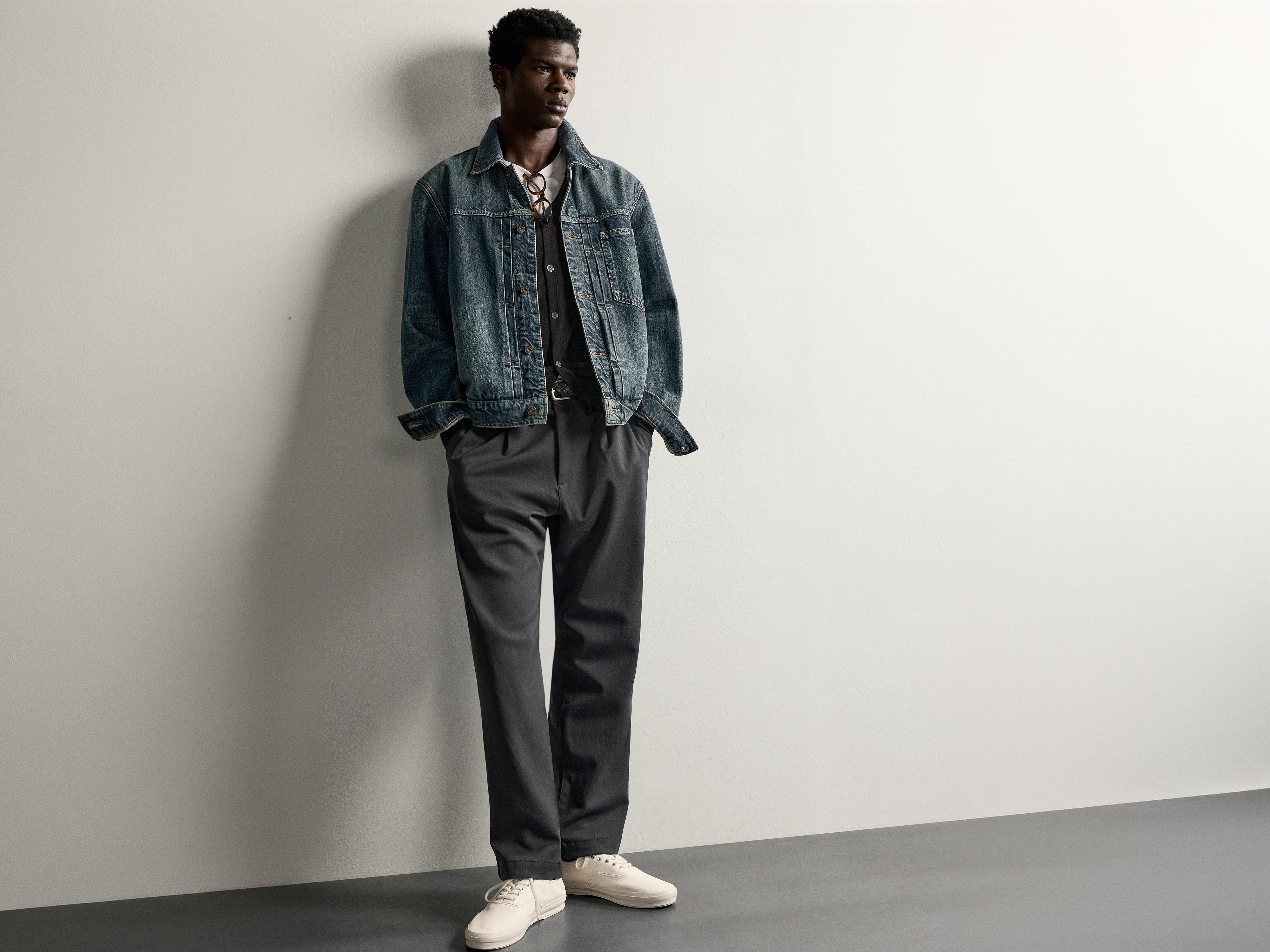 RELAXED FIT PLEATED TROUSERS — Anthracite grey
