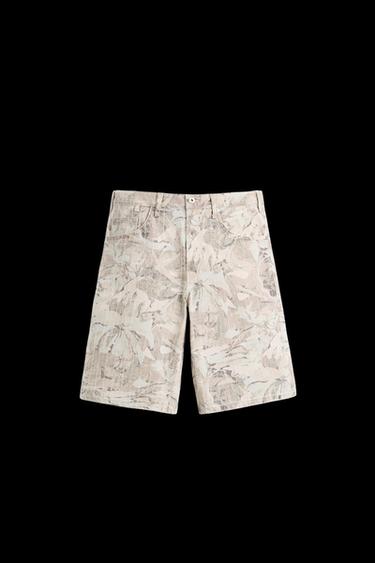 JEANS-BERMUDASHORTS MIT ABSTRAKTEM PRINT - Cremefarben von Zara - Bild 0