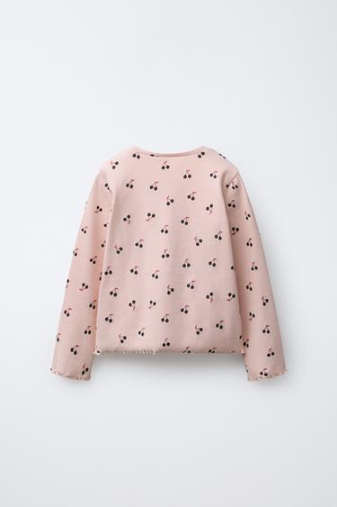 PRINTED RIBBED T-SHIRT - Pink by Zara - Image 1