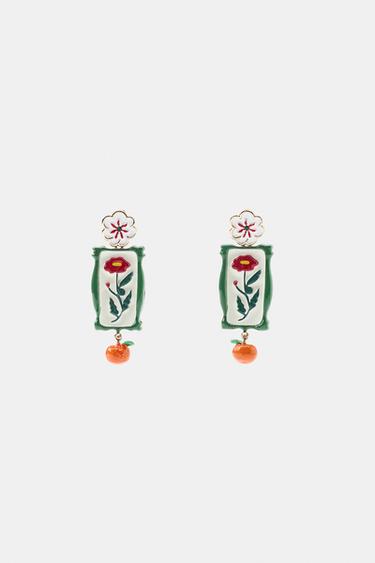 OORBELLEN BLOEM MET HARS - Goudgeel van Zara