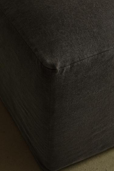 POUF LIN DÉLAVÉ DÉHOUSSABLE - Gris foncé de Zara - Image 2