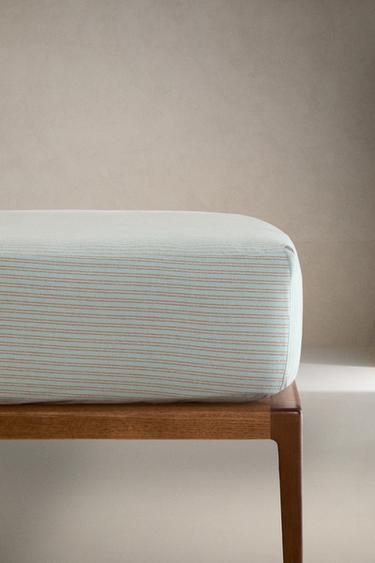 CHILDREN'S STRIPED FLANNEL FITTED SHEET - Blue by Zara