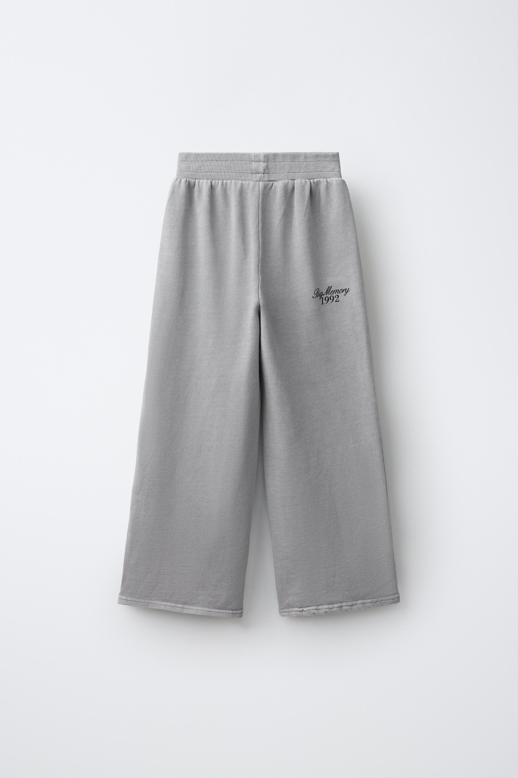 WASHED-EFFECT WIDE-LEG PANTS — Gray
