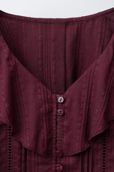 ROMANTIC SHIRT WITH RUFFLED COLLAR - Dark burgundy by Zara - Image 2