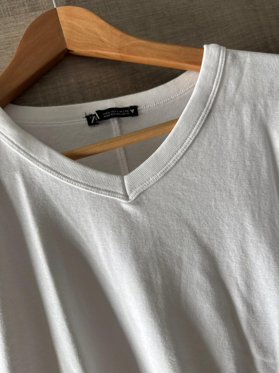 V-NECK COTTON T-SHIRT - Image 2