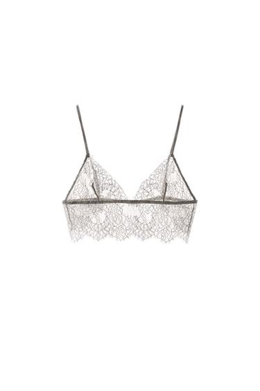 SUJETADOR TRIANGULAR ENCAJE - Gris de Zara
