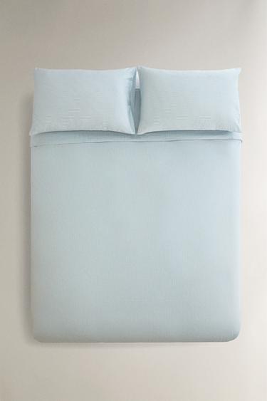 STRIPED FADED SATEEN DUVET COVER (300 THREAD COUNT) - Blue by Zara