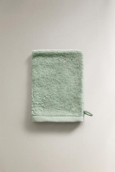 Zara COTTON TERRY BATH MITT - Green / Blue - Image 0