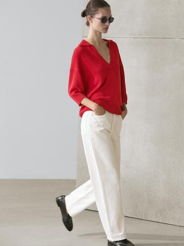 Polo en maille fluide - Rouge de Zara