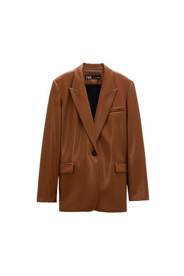 FAUX LEATHER BLAZER