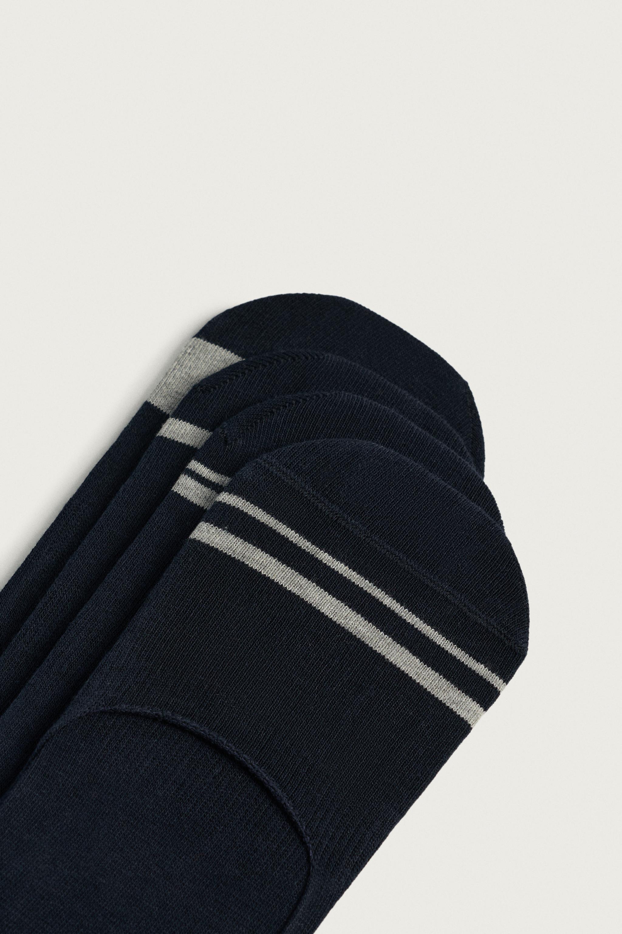 PACK OF 4 STRIPED INVISIBLE SOCKS — Navy blue (alternate view)