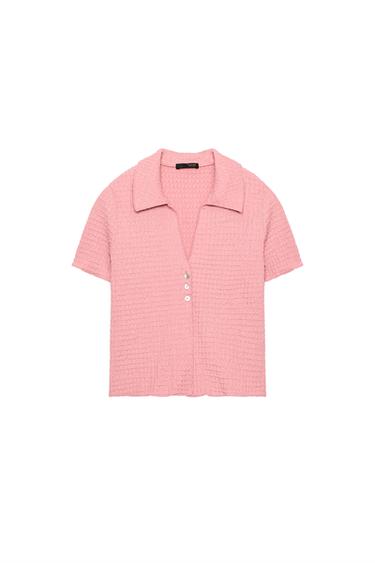 CHAMARRA CROP TEXTURA - Rosa palo de Zara