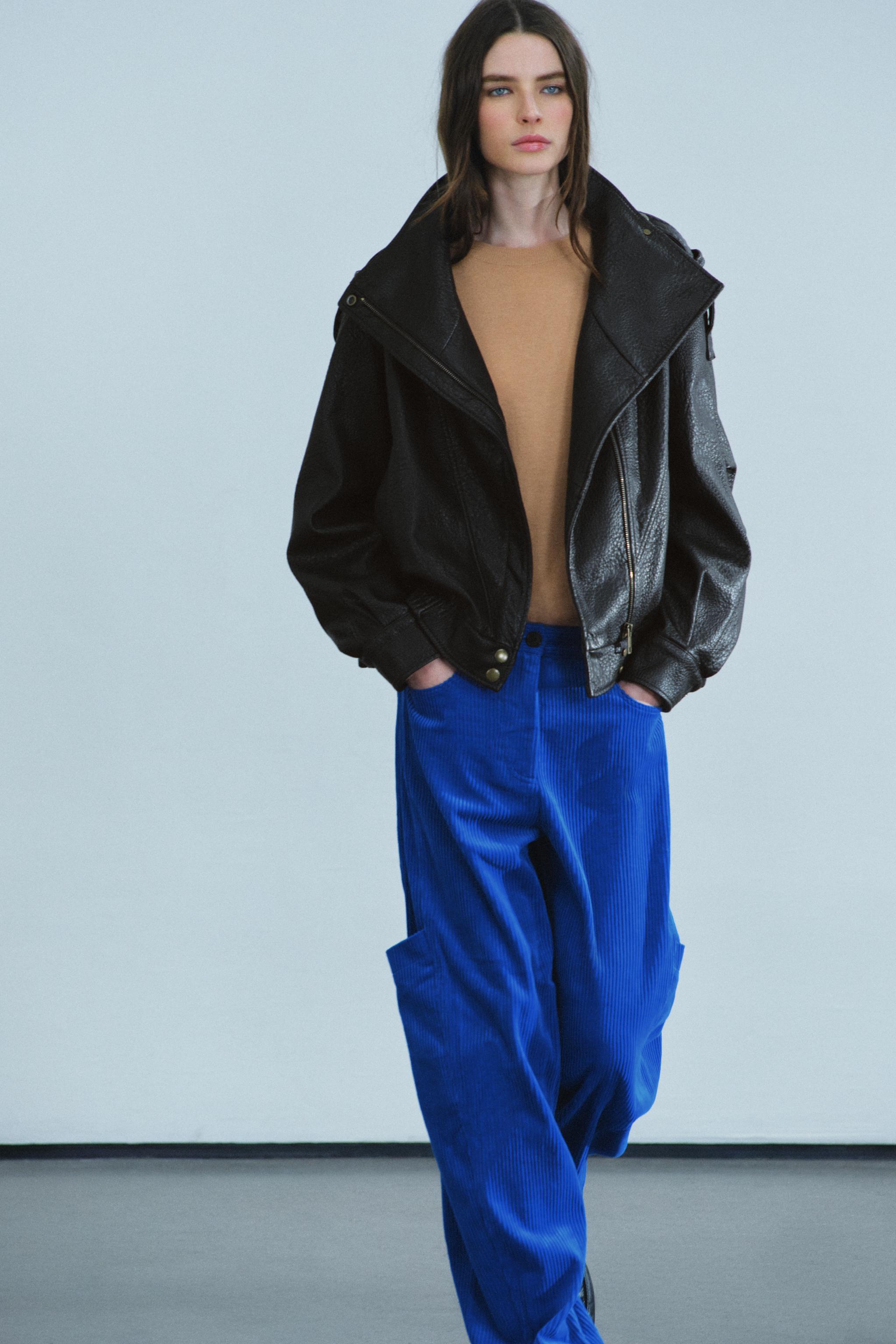 Zara ZW COLLECTION CEPLİ FİTİLLİ KADİFE PANTOLON görsel 3