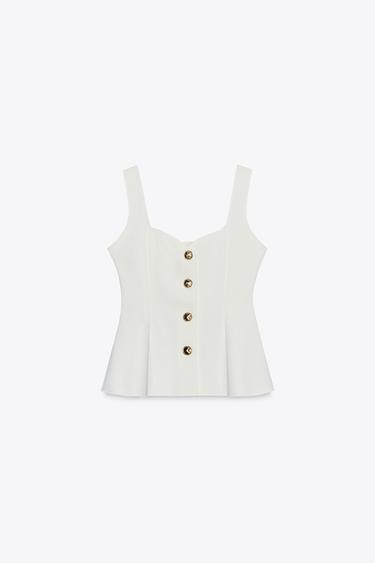 STRETCH PEPLUM WAISTCOAT TOP - Oyster-white by Zara - Image 5