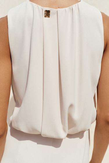 ROBE MIDI PLIS TAILLE - Écru de Zara - Image 5