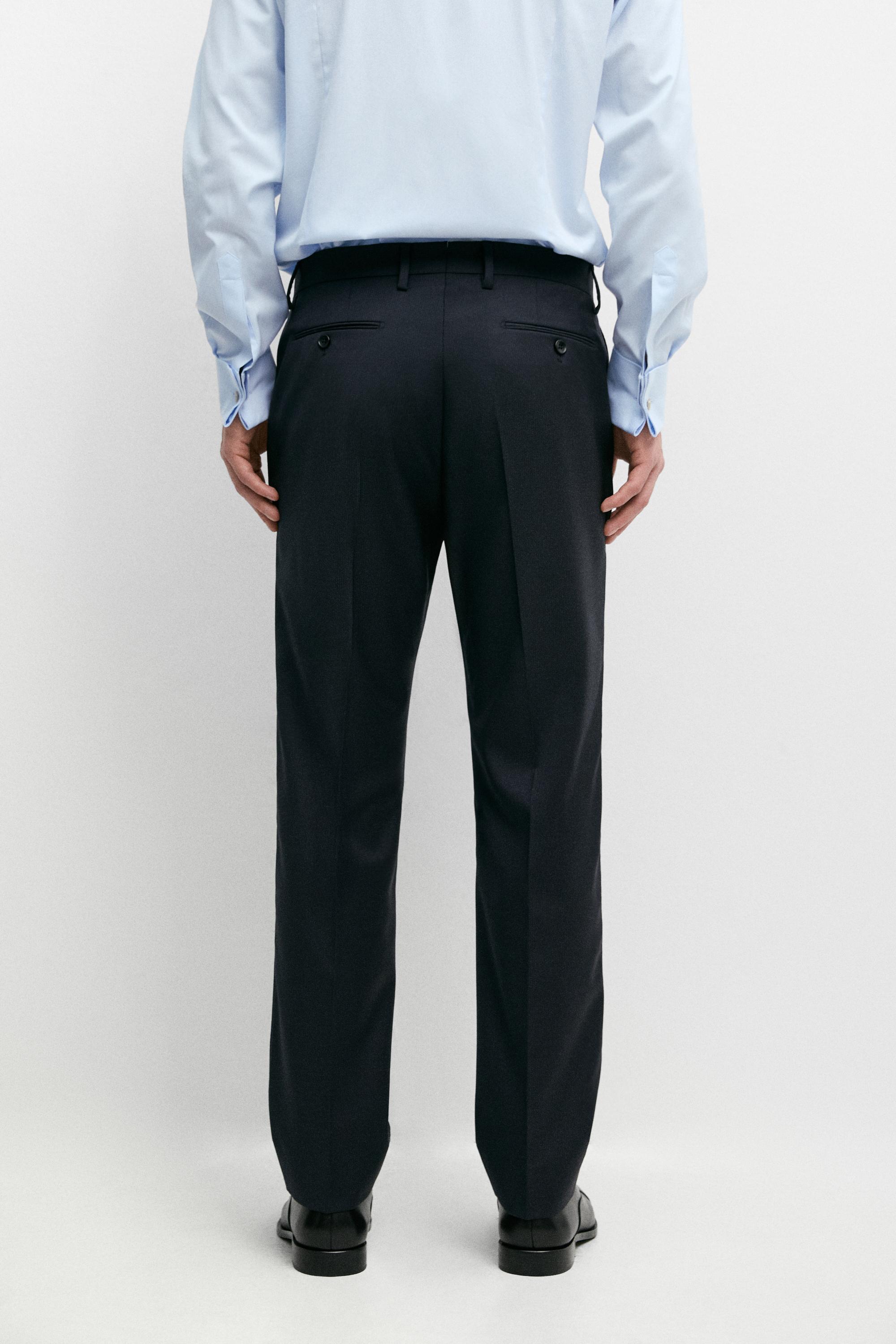 Pantalon de costume à rayures en laine mélangée
