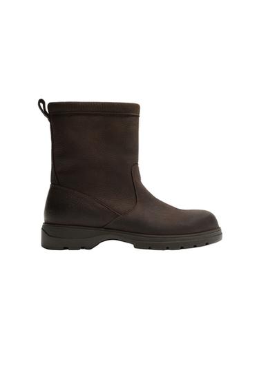 CHUNKY LEATHER BOOTS - Brown by Zara