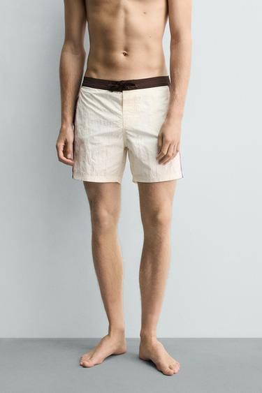 MAILLOT DE BAIN LONG À CONTRASTE - Écru de Zara - Image 2