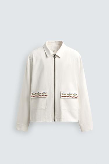 قميص علوي منسدل بتطريزات متنوعة - خَام by Zara