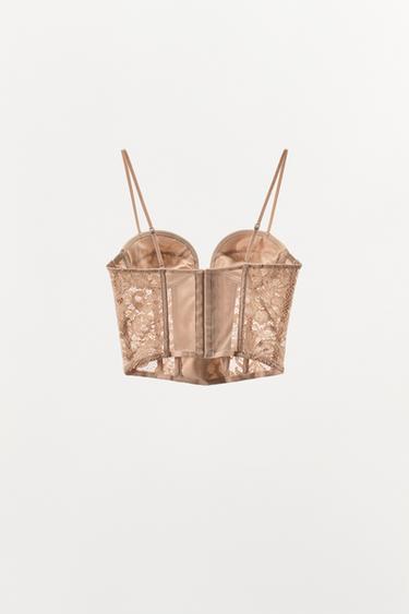 LACE CORSET WITH NECKLINE - Pale pink by Zara - Image 5