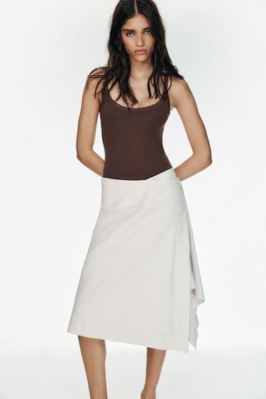 FALDA PAREO - Blanco roto de Zara