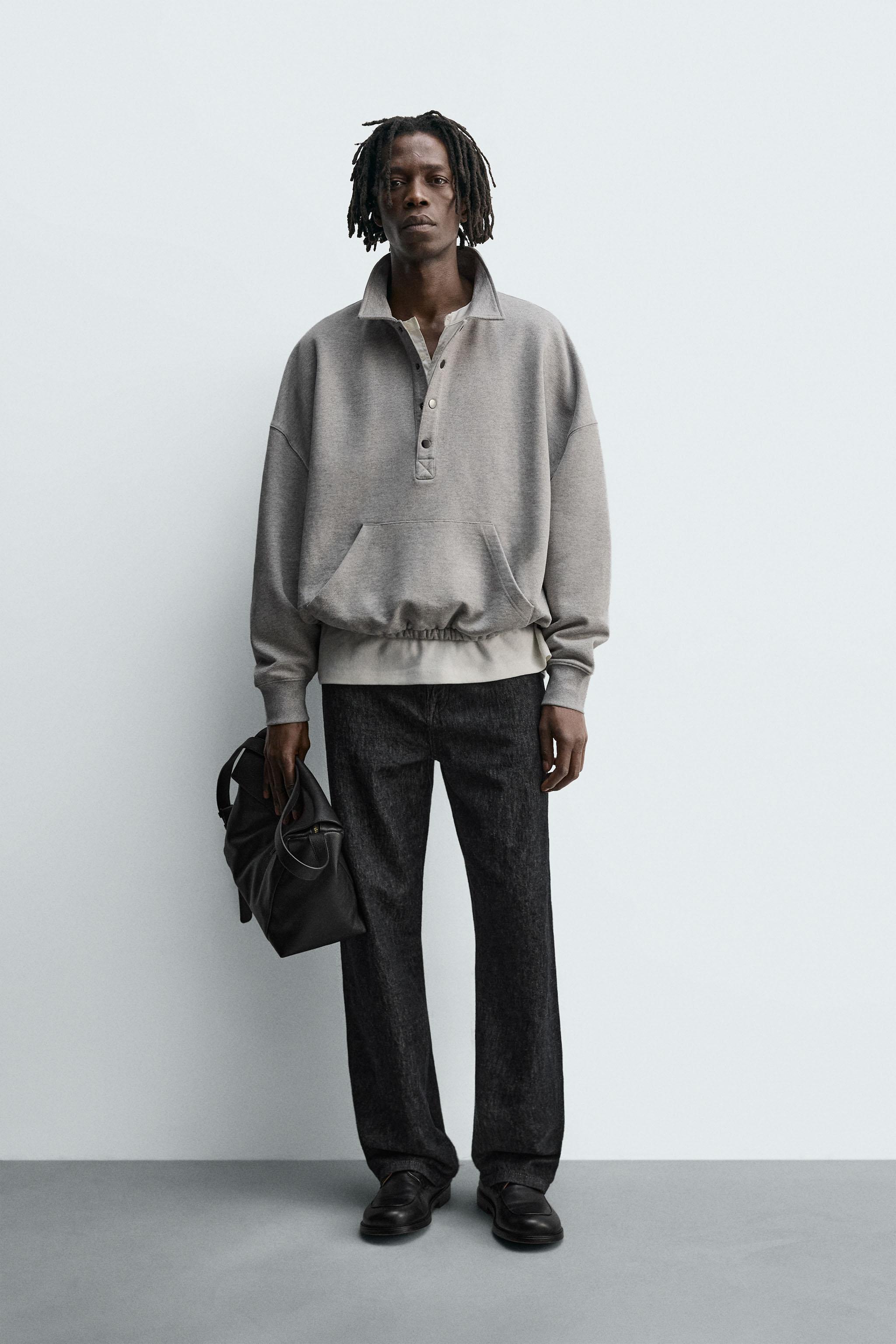 SUDADERA POLO BOXY FIT - Gris vigoré | ZARA Chile