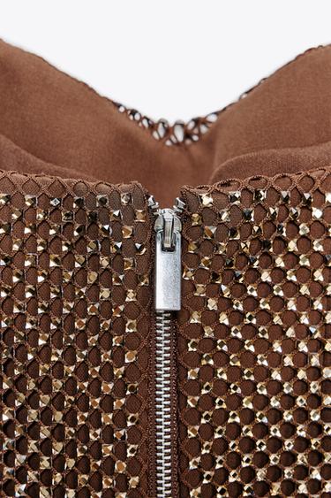 TOP DRAPÉ STRASS - Bronze de Zara - Image 5