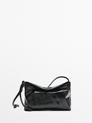 Zara Nappa leather crossbody pouch bag - Black