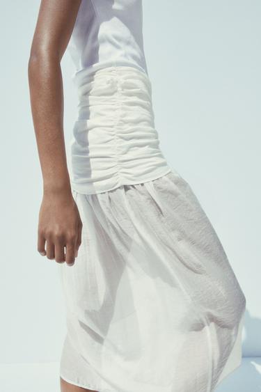 CONTRAST MIDI SKIRT - Ecru by Zara - Image 3