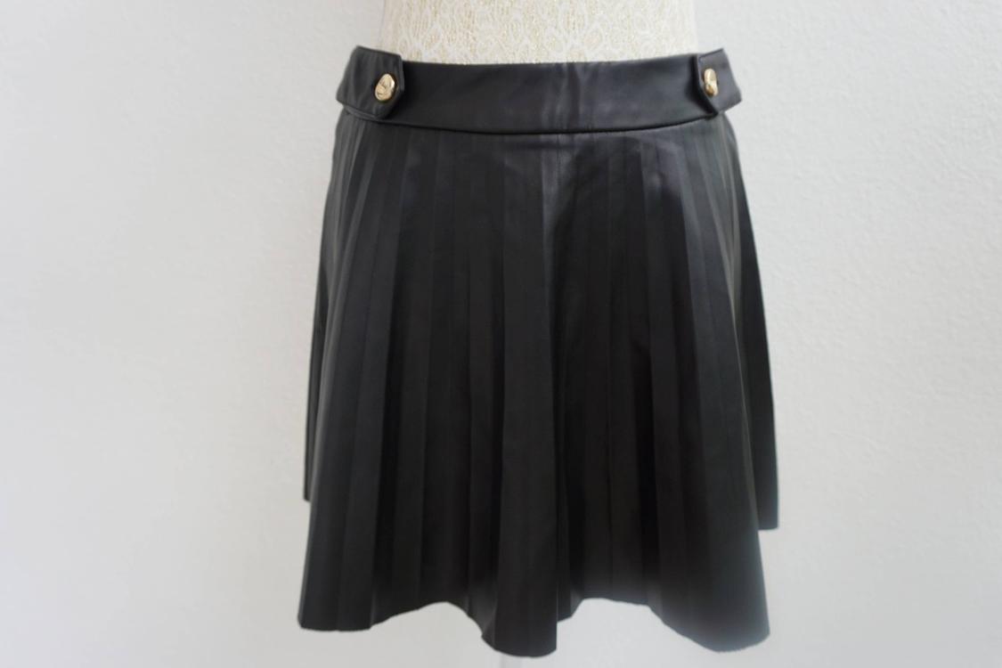 FAUX LEATHER MINI SKIRT WITH BOX PLEATS - Image 2