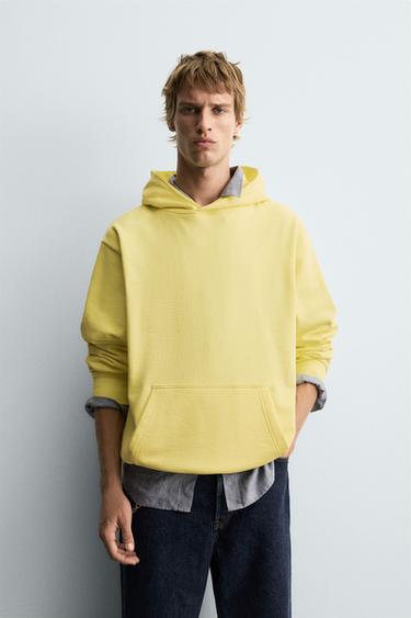 HOODIE CAPUCHA BÁSICA - Amarillo de Zara