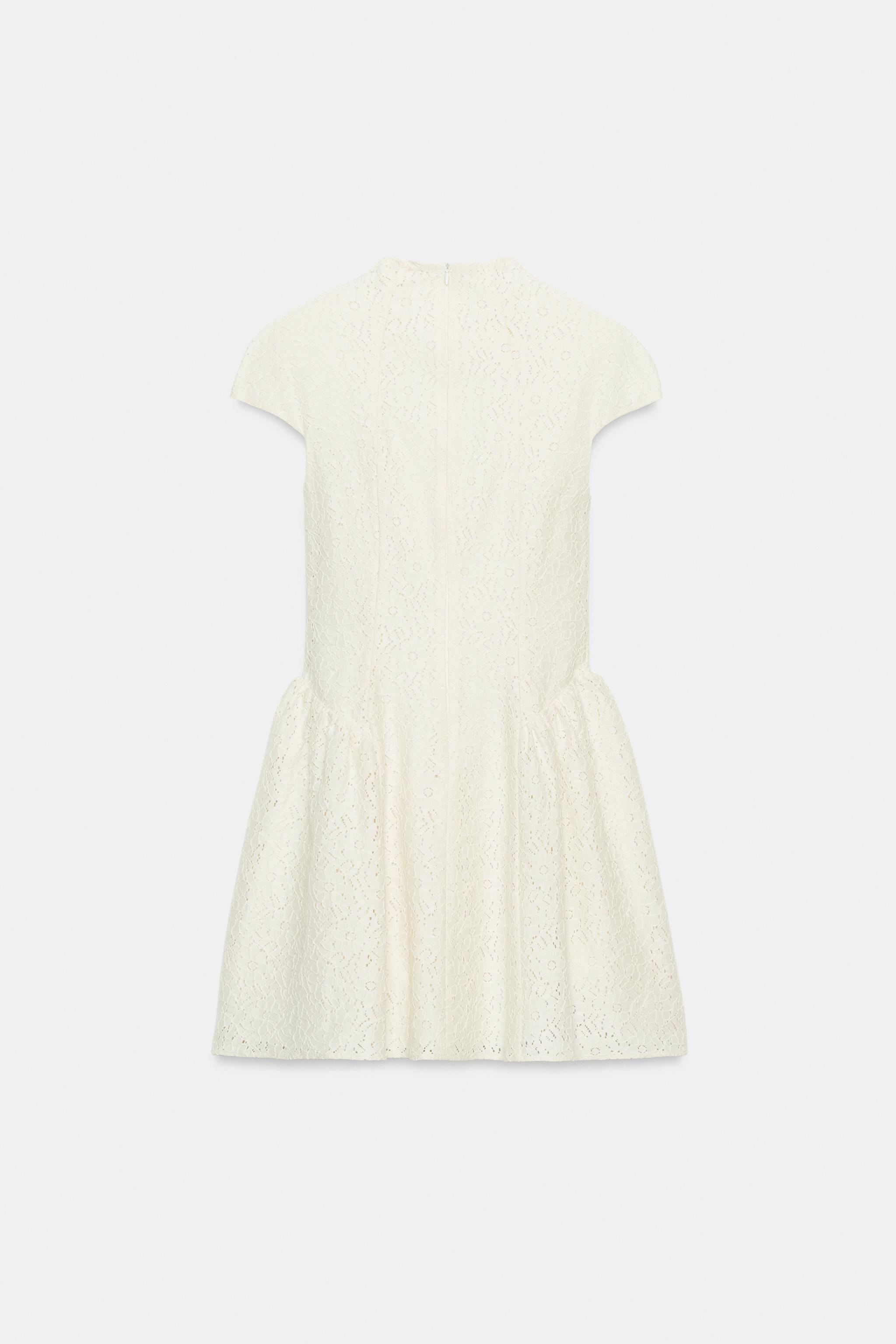 CONTRAST BUTTON LACE MINI DRESS