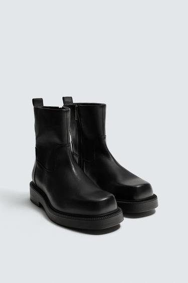 LIMITED EDITION CHUNKY LEATHER BOOTS - Black by Zara